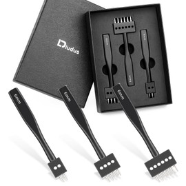 DIUDUS Leather Hole Punch, Prong Punch Tool 6mm 2/4/6 Lacing Stitching Punch, Round Hole Prong Stitching Chisel Set Leatherworking Tools for Leathercraft