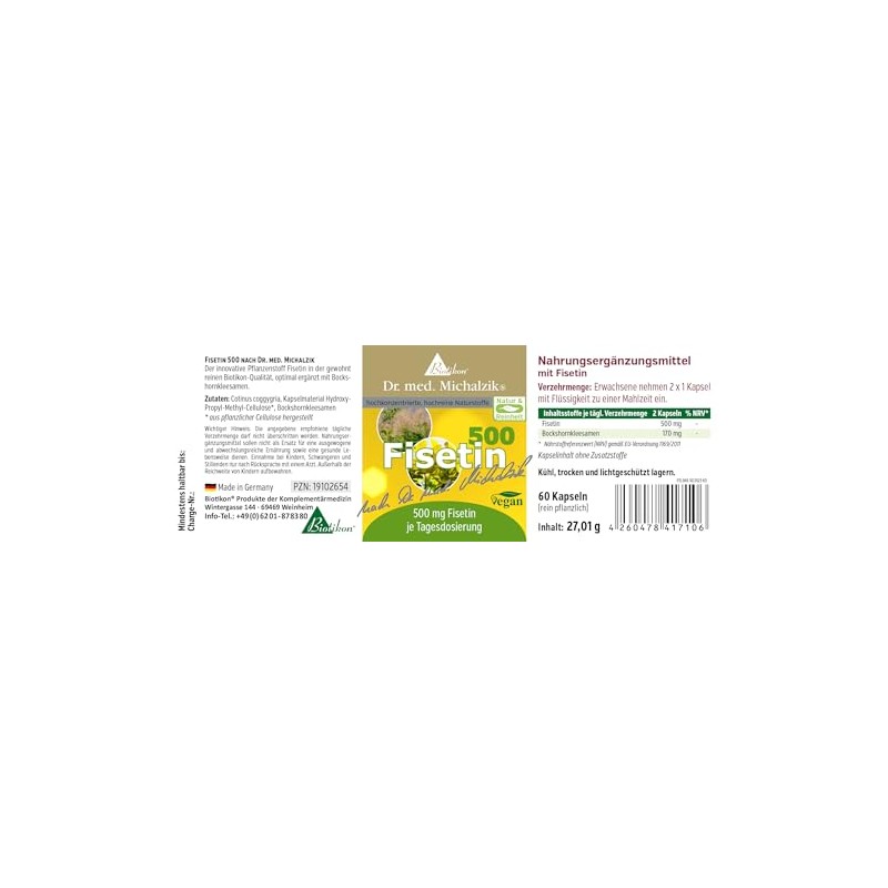 Biotikon Fisetin 500 Dr. Michalzik - per daily recommendation Fisetin