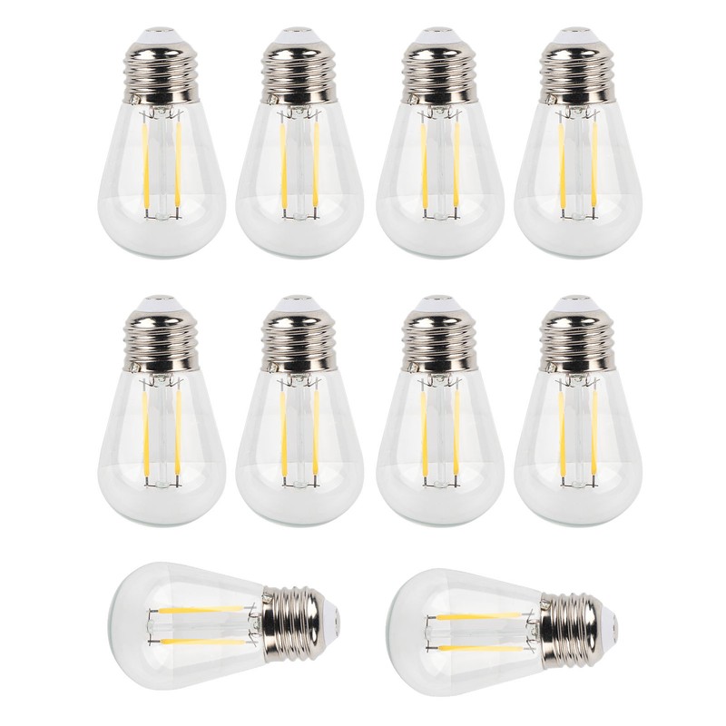 10Pcs Vintage Light Bulb S14 E27 180LM Transparent Glass LED