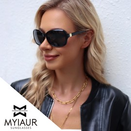 Myiaur Polarized Sunglasses for Women, Trendy Oversized Sun Glasses, UV400 Protection Shades for Driving, Vacation (2 Pack)