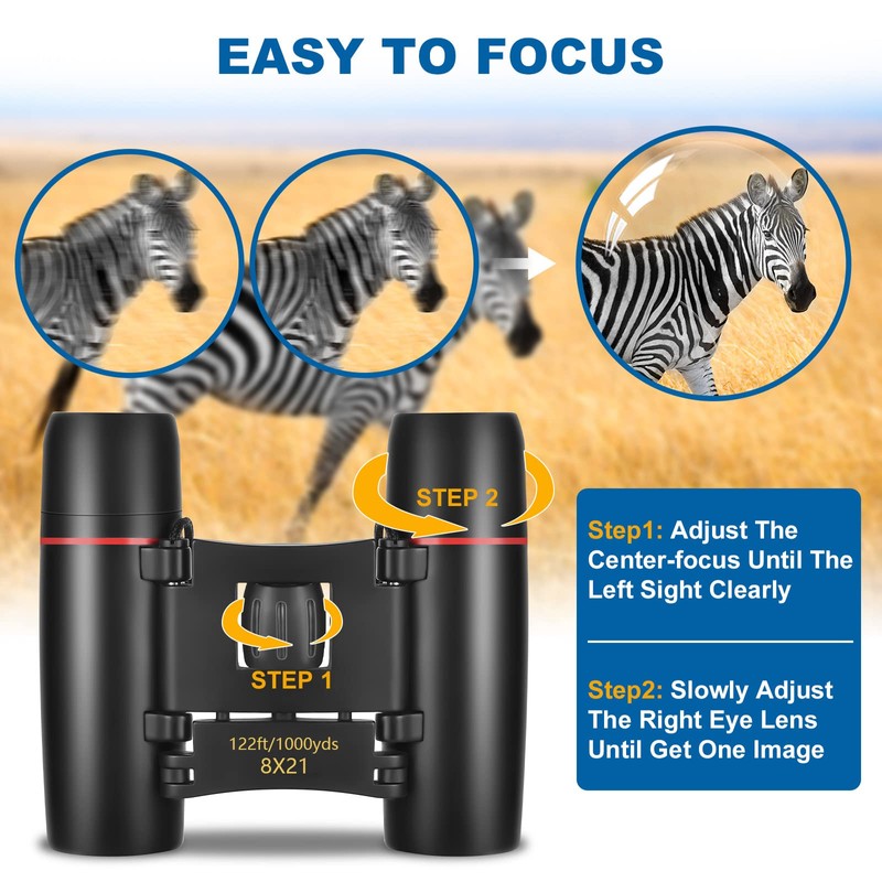 AHFLRITO Compact Binoculars, Lightweight Foldable Small Binoculars for Adults and