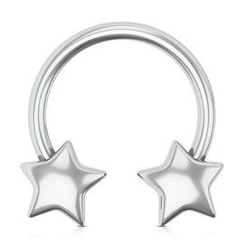 Oufer 16G 3D Star Shaped Horseshoe Ring - Color: Gold, Size: 10MM
