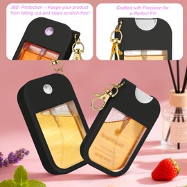 AIERSA Hand Sanitizer Spray Case Compatible with Touchland, Silicone Hand Sanitizer Case Holder with Keychain for Touch Land Mist Case 1FL. OZ (Black)