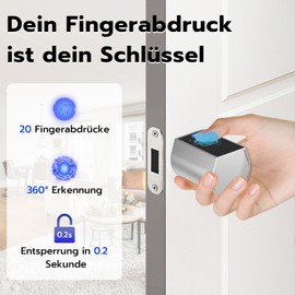 Anweller Electronic Door Lock, Door Lock Front Door, Lock Cylinder with Number Code and Key and App, Smart Fingerprint Lock, Easy Installation, Suitable for Elderly People