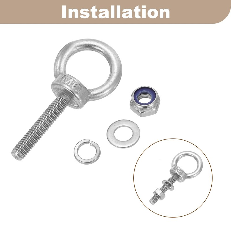 sourcing map Lifting Shoulder Eye Bolt M6 x 30 mm,