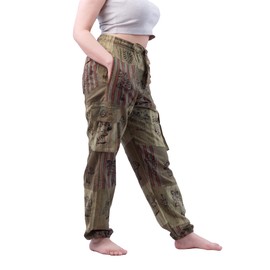 Handmade Cotton Trousers - 100% Organic Cotton, Washable, Patchwork Design, Stylish, Multicolor, 4 Pockets, Soft, Breathable, Unique Handcrafted, Durable, Comfortable Fit & Vibrant (M, Green)