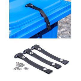 3pcs Wheelie bin lid lock strap with webbing bridge for strong winds easy fitting - No rust - No dangerous hooks - WONT snap