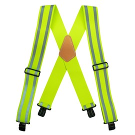 MELOTOUGH Reflective Safety Suspenders for Men|Work Suspenders with Fully Elastic Hi Vis Reflective Stripe Hold Up Tool Belt Suspenders (Lime Green)