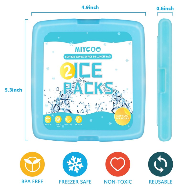 MIYCOO Ice Packs for Lunch Boxes & Lunch Bag -