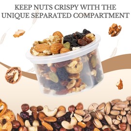 SOLIGT 2 Pack Overnight Oats Containers with Lids, Folding Spoons and Divided Compartments for Fruit & Nuts, Small Glass 16oz Mason Jars for Oatmeal Yogurt Parfait