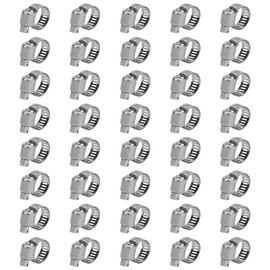 JAPCHET 40Pcs 304 Stainless Steel Jubilee Clips, 6-12mm Adjustable Hose Clamps, Worm Drive Hose Clips, Pipe Hose Clamps for Securing Hose Connections