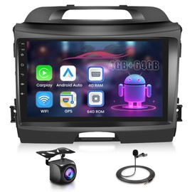 Upriding【8 Core 4+64G】 Android Car Radio for Kia Sportage 2010-2016 9'' Touch Screen Car Stereo with Wireless Carplay Android Auto, GPS/5G WiFi/DSP/Bluetooth/SWC/Mic, Backup Cam
