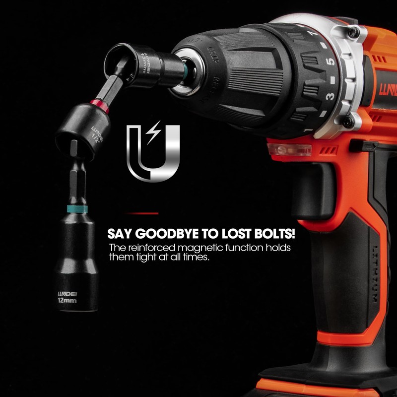 LLNDEI Magnetic Impact Nut Driver Set, 55PCS 1/4 socket set