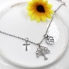 Uloveido Tree of Life Necklace Mustard Seed Cross Charms Religious
