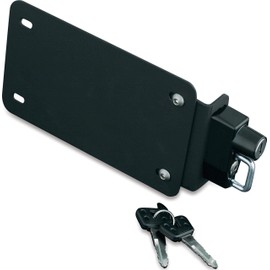 Kuryakyn 4248 Motorcycle Accessory: License Plate Helmet Security Lock with Mount, Universal Fit for Motorcycles with Flat Brackets , Black