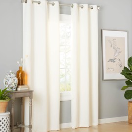 Estate View™ Seville Solid Room Darkening Grommet Top Curtain Panel Pair, 38"x96", Vanilla
