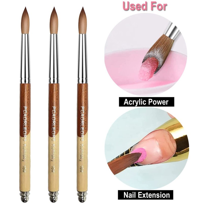 PCAORLEORS Kolinsky Acrylic Nail Brush with 100% Pure Mink Hair