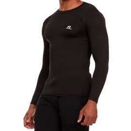 Russell Athletic Men's Long-Sleeve Compression Top Lightweight Compression Shirts for Men Running Athletic Workout, Black, Large