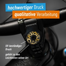 Riesel Design® – stem:Cap – Carbon – Ahead Cap with Aluminium Screw for Road Bike, Gravel, Cyclocross, MTB/Stem & Headset Cap for All Fork Shafts, Stems with 1 1/8 Inch (Leo Gold Look)