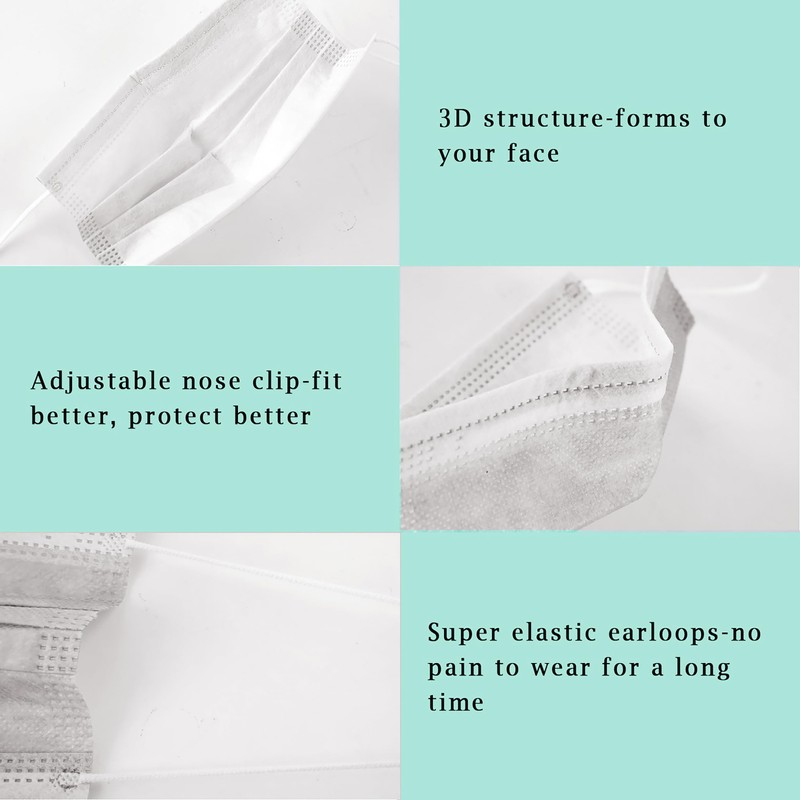 Borje White Disposable Face Masks 100 Pcs White Face Mask