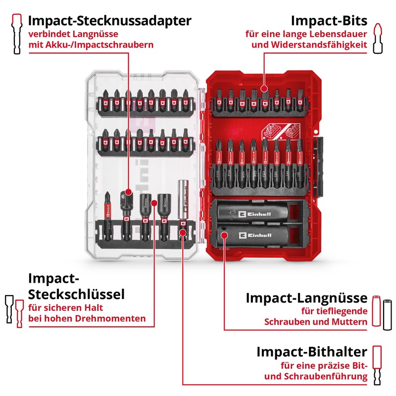 Original Einhell M-CASE 39-Piece Impact Bit and Socket Set (25
