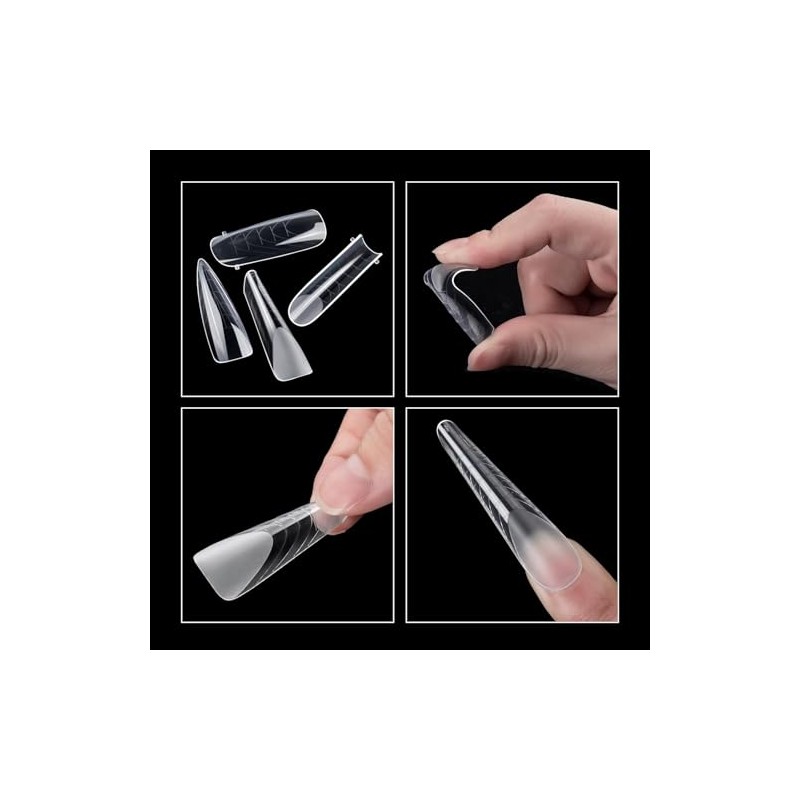 96Piezas Moldes de Uñas, 4 Estilos Extensión de Poli Gel