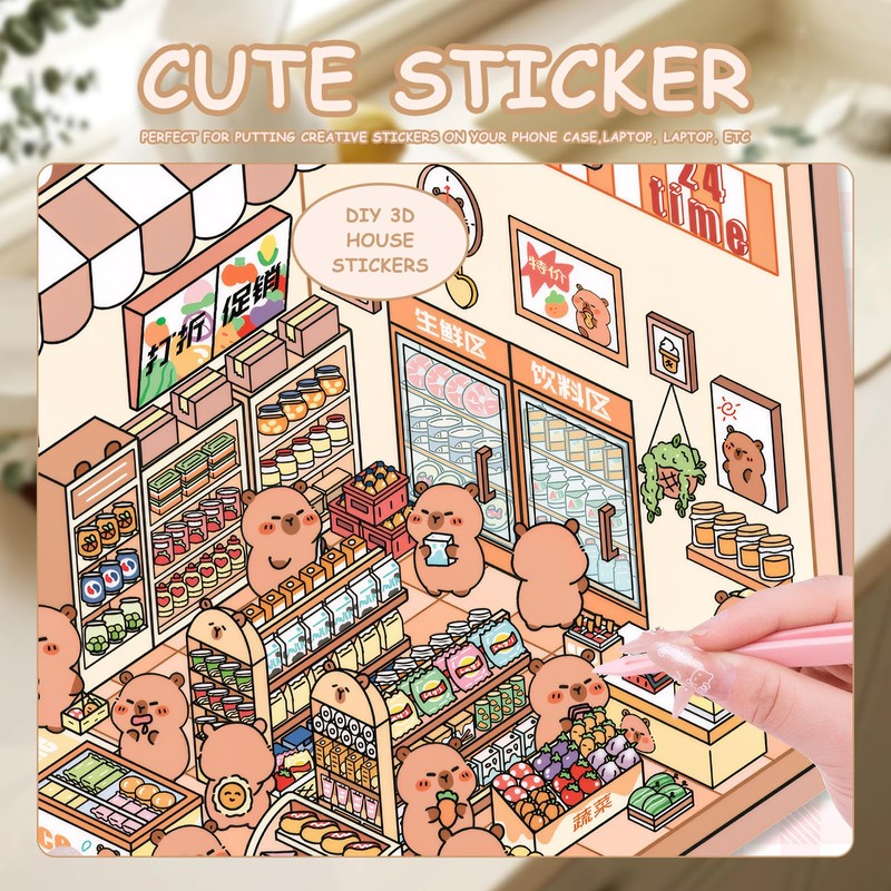 6 Set Sticker Scene Sticker 3D Scene Stickers 3D House