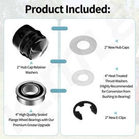 9040H Front Wheel Bushing to Bearing Conversion Kit W/Grease Compatible with Craftsman, Poulan, Husqvarna, Jonsered, Murray Lawn Mower Fits 532009040, 532124959, 91334, 491334MA, 5920H, 9040HR, 9040N