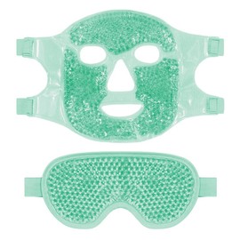 2PCS Máscaras de Hielo para Ojos y Cara, Mascarilla de Gel Facial Reutilizable, para Reducir Bolsas Bajo los Ojos, Ojeras, Cuidado de la Piel, Compresa Fria y Caliente (Verde)