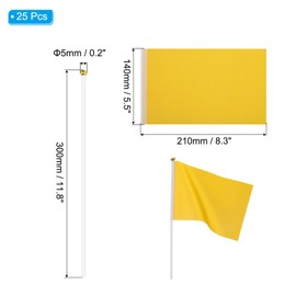 PATIKIL Mini Blank Flags，25 Pcs Yellow Small Sublimation Colored Flags to Decorate for Card Game Birthday Yard Lawn Ground Marking Sport Golf Party Graduation Irrigation, 11.8"x8.3"