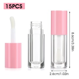 DIVINA VITAE 15Pcs Lip Gloss Tubes Empty Lipgloss Tubes with Chunky Wand, 6ML Refillable Lip Gloss Containers Bottles for DIY Lipgloss Makeup Cosmetic(Pink)