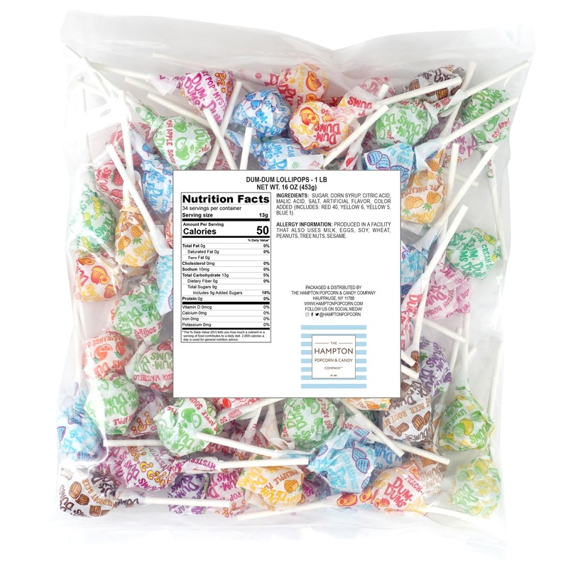DUM DUMS Original Mix Lollipops, 1 lb Bag (60 Pieces