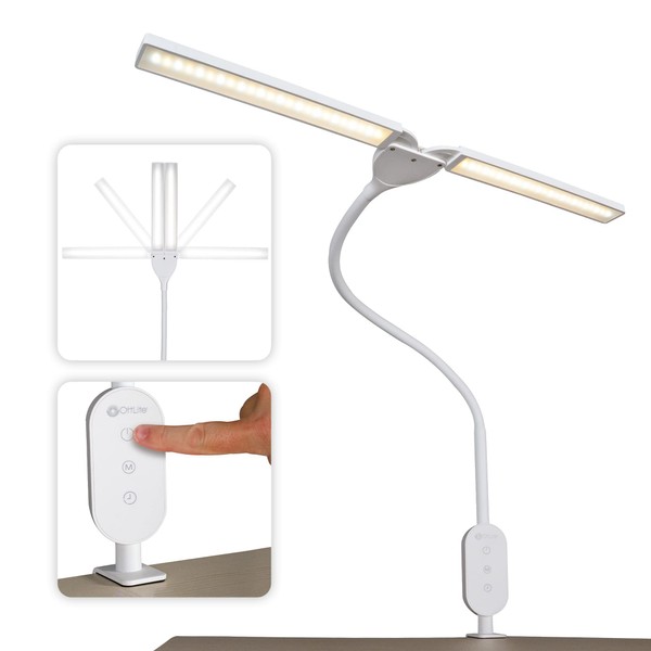 OttLite Pivot LED Clamp Desk Lamp - Dual Lamp Shades