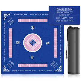 31.5 Inch Mahjong Mat for Table, 3MM Non-Slip & Noise Reduction Gaming Mat with Drawstring Bag, Perfect for Poker, Board Games, Card Games, Tile Games, and Dominoes (Bule)