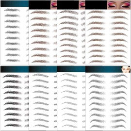 Eyebrow Tattoo Stickers 84 Pairs, 8 Sheets Eyebrow Temporary Tattoo Peel Off Sticker Waterproof 6D Hair-Like False Instant Transfer False Brows