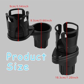 Zufoty Cup Holder Expander for Car, Upgrade 2 in 1 Car Cup Holder Extender with 360° Rotating & Locking Function, All Purpose Car Cup with Adjustable Base, Universal for Large Water Cups and Drinks