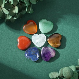 GUJOXILA 7 Chakra Healing Crystals Heart Crystal Gifts for Women Gemstones Set Bulk Reiki Pocket Divination Meditation Spiritual Quartz Small Love Gem Stones