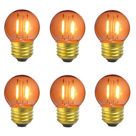 MAINDECO G40 Low Wattage Amber Tint Bulb,E26 Base,1W Mini Globe LED Bulb, 2100K Atmosphere Low Light Bulb,6 Pack