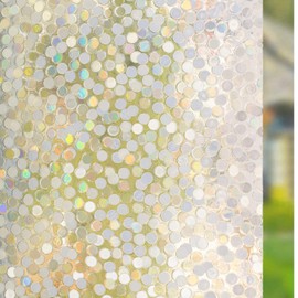 rabbitgoo Window Film Privacy, 3D Decorative Window Glass Film, Stained Glass Window Decals, Rainbow Door Window Covering, Removable Window Sticker, Static Cling Anti-UV Self-Adhesive 17.5 x 78.7 inch