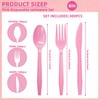 300Pcs Disposable Pink Silverware Set, Plastic Cutlery Set, 100 Forks,