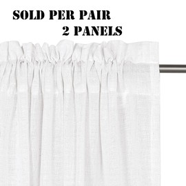 Linen Curtains Elegant Natural Linen Blended Curtains Energy Efficient Light Filtering / Rod Pocket Window Treatments Panels / Drapes for Livingroom (Set of 2, White, 52" x 84")