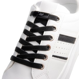 SULPO Shoelaces without Tying - Elastic Shoelaces, 100 cm Long, Flat Rubber Shoelaces, Laces, Quick Release, No Tie Trainers Shoelaces, Black 2 Pairs, Unit size