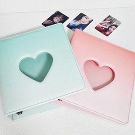 PopKoolShop Kpop A4 Gradient Heart Cutout Photocard Binder | 20 inner pages of 9 Pocket Single Side Inner Refills | Kpop Photocard Binder - Color: Pink