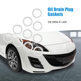 A ABSOPRO Drain Washer Drain Bolt Gasket Oil Change Fits M14 9956-41-400 Mazda, Fits 3, Fits 2012-2014, Silver Tone, 10 Pieces