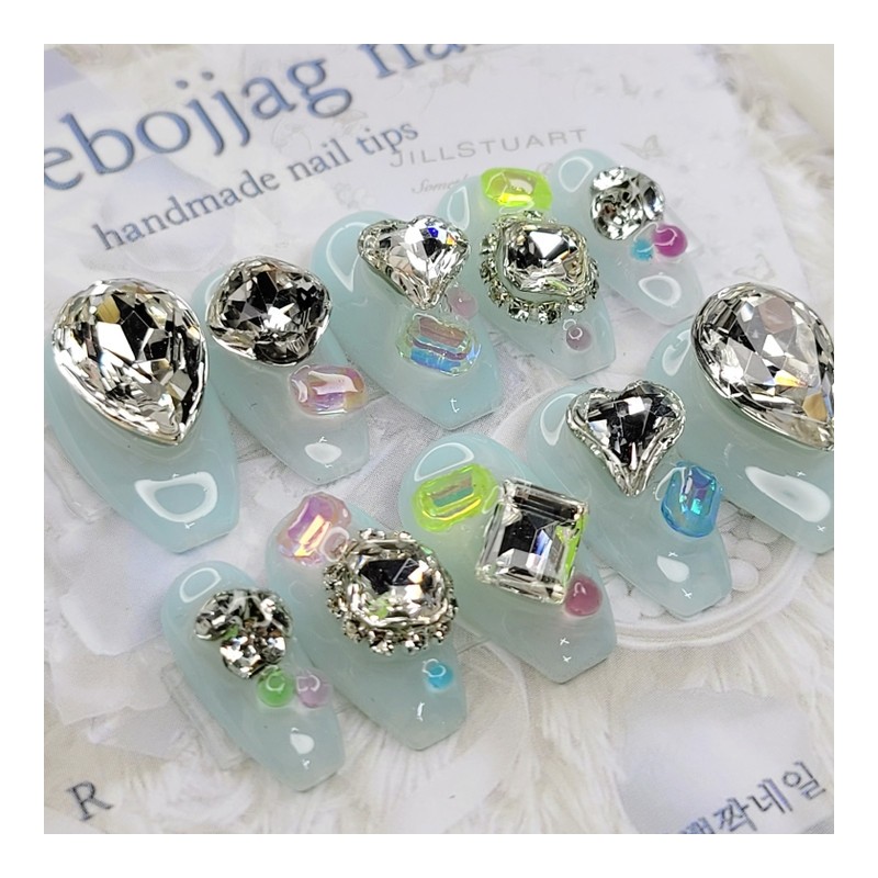 Clear Su Handmade Nail Tips - Almond M / 클리어