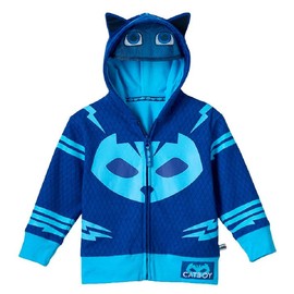 PJ Masks Boys' Toddler Gekko and Catboy Hoodie, Blue Long Sleeve, 2T