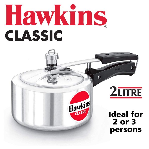 HAWKIN Classic CL20 2-Liter New Improved Aluminum Pressure Cooker, Small, Silver