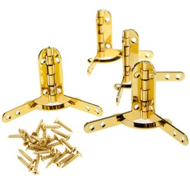 SING F LTD Jewelry Wine Box Quadrant Hinges 40x40x30mm 90 Degree Chrome-plated Support Hinges Gold with Fixing Screws 4pcs/set