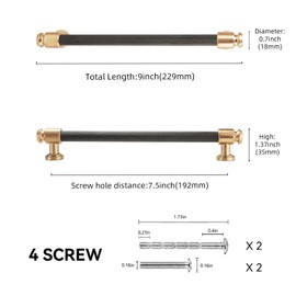 POVEFONK 10 Pack 7-1/2 inch(192mm) Black and Champagne Bronze Kitchen Cabinet Handles Knurled Cabinet Pulls Black Drawer Pulls Kitchen Cabinet Hardware