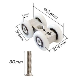 Zasvec Wheels for Sliding Doors, Pack of 5, Rolling Cart for Sliding Gates, Sliding Door Fitting, Ball Bearings for 20 mm Running Profile, 4 Wheels, 42 x 21.5 mm